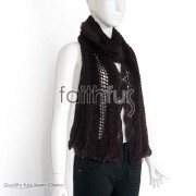 Rabbit Fur,Wool/Polyester Yarns Knitted Scarf