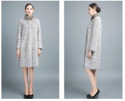 High Quality Knitted Natural Mink fur Coats with Cashmere Collar