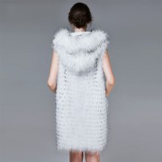 White Raccoon Fur Vest with Hood Womens Vest with Fur Hood