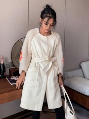 Winter Velvet Mink Fur and Wool Overcoat