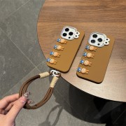 Labooboo Doll Apple Silicone Phone Case Shockproof Brown Bottom 3D Horizontal Row + Handle Strap