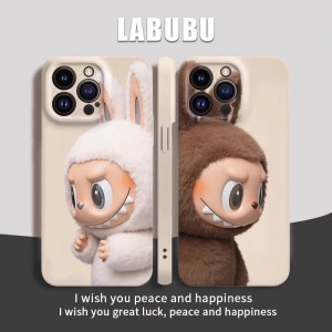Labooboo Doll Apple Couple Mobile Phone Case With Full Holes/edge Protection/(Brown and White Two-pack)